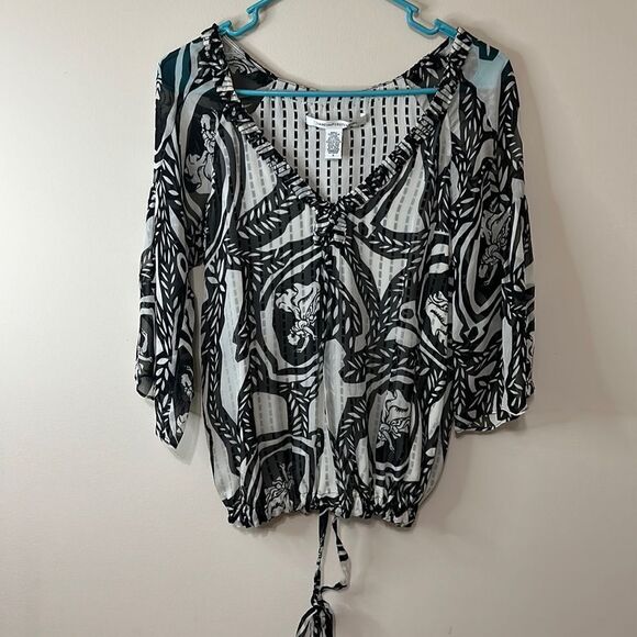 NWOT Diane von furstenberg dancing woman top with cinch tie waist - Picture 1 of 8